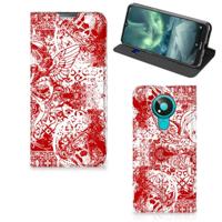Mobiel BookCase Nokia 3.4 Angel Skull Rood - thumbnail