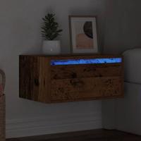 Nachtkastje met LED's wandgemonteerd oud houtkleurig - thumbnail