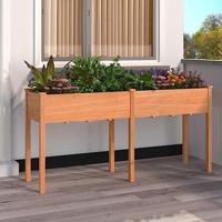 VidaXL Plantenbak met voering 161x45x76 cm massief vurenhout bruin - thumbnail