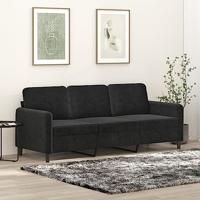 Driezitsbank 180 cm fluweel zwart - thumbnail