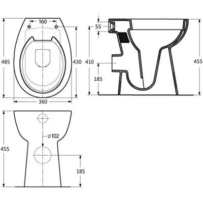 Toilet verhoogd 7 cm soft-close randloos keramiek zwart - thumbnail