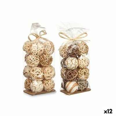 Set decoratieve ballen Gift Decor Wit Bruin 8 x 22 x 8 cm 9 x 25 x 8 cm (12 Stuks)