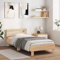 Bedframe met hoofdbord en LED sonoma eikenkleurig 90x200 cm - thumbnail
