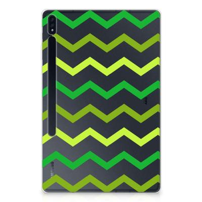 Samsung Galaxy Tab S7 Plus | S8 Plus Hippe Hoes Zigzag Groen Samsung Galaxy Tab S7 Plus | S8 Plus Hippe Hoes Zigzag Groen