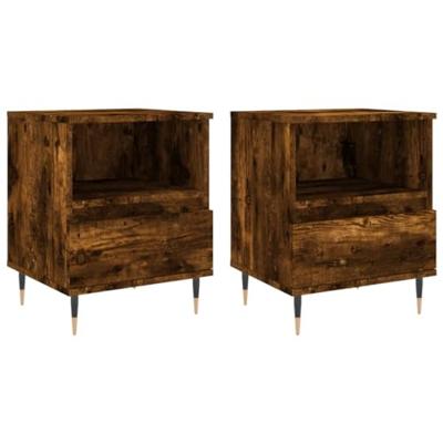 Nachtkastjes 2 st 40x35x50 cm bewerkt hout gerookt eikenkleurig