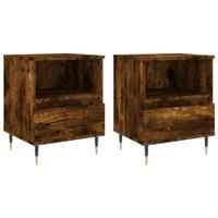 Nachtkastjes 2 st 40x35x50 cm bewerkt hout gerookt eikenkleurig - thumbnail
