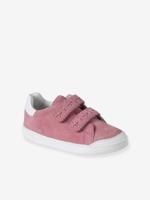 Leren sneakers met klittenband, kleutercollectie meisjes rozen - thumbnail