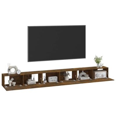 3-delige Tv-meubelset bewerkt hout gerookt eikenkleurig