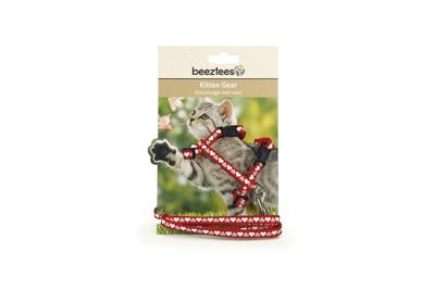 Beeztees Kittentuig Hartjes Rood 120cm x 10mm - thumbnail