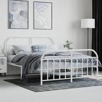 Bedframe met hoofd- en voeteneinde metaal wit 140x200 cm - thumbnail