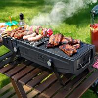 2 in 1 compact BBQ zwart - thumbnail