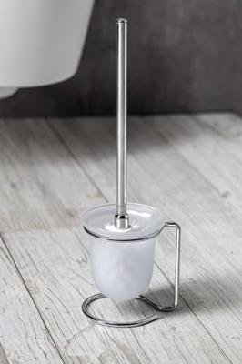 Toiletborstelhouder Sapho X-Round Vrijstaand 36x14x11 cm Chroom / Melkglas