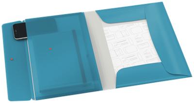 Leitz Cosy elastomap met 3 kleppen, met opbergvak met drukknoppsluiting, uit PP, ft A4, blauw