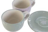 Set van koffiekopjes DKD Home Decor Blauw Wit Groen Lila Metaal Dolomite 180 ml - thumbnail
