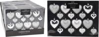 Overige Merken Kerstballen hartvormen 16 stuks zilver - thumbnail