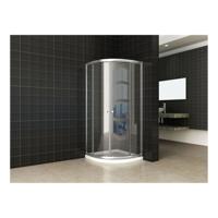 Eco kwartronde cabine met twee schuifdeuren 800 x 800 x 1900 x 5 mm helder glas/chroom - thumbnail