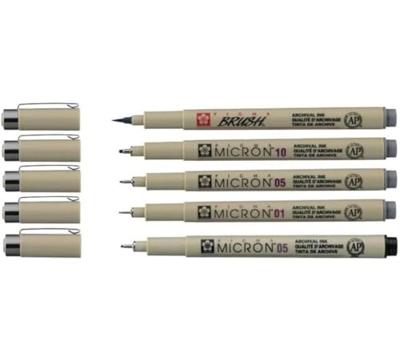 Fineliner sakura pigma micron koelgrijs 4 maten | 6 stuks