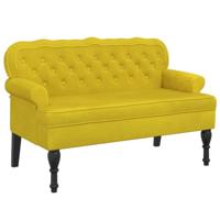 Bankje met rugleuning 119,5x64,5x75 cm fluweel geel - thumbnail