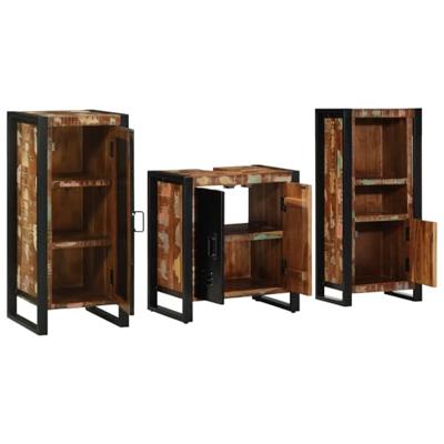 Badkamermeubelset met lade 3 pcs Massief Gerecycled Hout