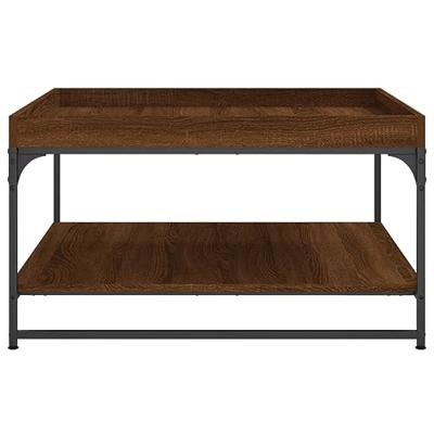 Salontafel 80x80x45 cm bewerkt hout en ijzer bruin eikenkleur