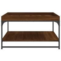 Salontafel 80x80x45 cm bewerkt hout en ijzer bruin eikenkleur - thumbnail