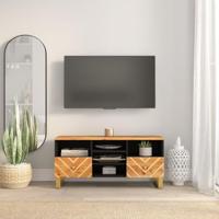 Tv-meubel 100x33,5x46 cm massief mangohout bruin en zwart - thumbnail