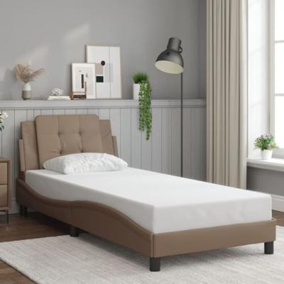 Bedframe met LED-verlichting kunstleer cappuccino 80x200 cm
