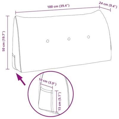 VidaXL Rugkussen donkergrijs 100 x 24 x 50 cm fluweel