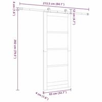 Schuifdeur met Hardware Set 'ORKDAL'Witte Massief Grenen - thumbnail