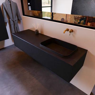 Badkamermeubelset Mondiaz Erin 150 cm met 1 Lade met RIDGE Wastafel Rechts Urban Zonder Kraangaten Greeploos Mat Urban