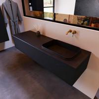 Badkamermeubelset Mondiaz Erin 150 cm met 1 Lade met RIDGE Wastafel Rechts Urban Zonder Kraangaten Greeploos Mat Urban - thumbnail