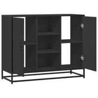 Dressoir 92x35x76 cm bewerkt hout zwart - thumbnail