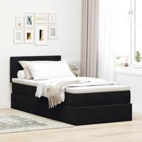 Ottoman bed met matras 90x200cm fluweel zwart - thumbnail