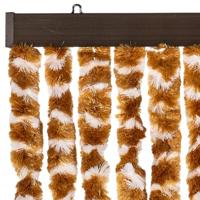 VidaXL Vliegengordijn 90x200 cm chenille okerkleurig en wit - thumbnail