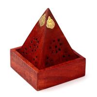 Mango Hout Piramide Wierookhouder Kegels Boeddha Lijstwerk - thumbnail