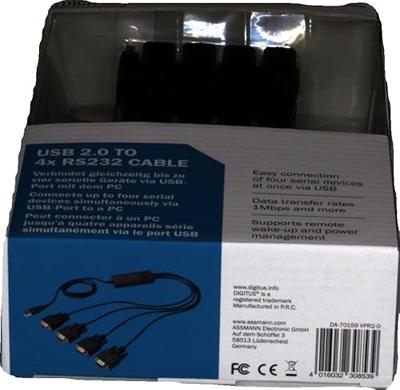 Digitus USB 2.0, Serieel Adapterkabel [1x USB-A 2.0 stekker - 4x D-sub stekker 9-polig] DA-70159 1.50 m