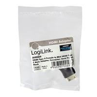 LogiLink AH0009 HDMI Adapter [1x HDMI-stekker C mini - 1x HDMI-bus] Zwart Vergulde steekcontacten - thumbnail