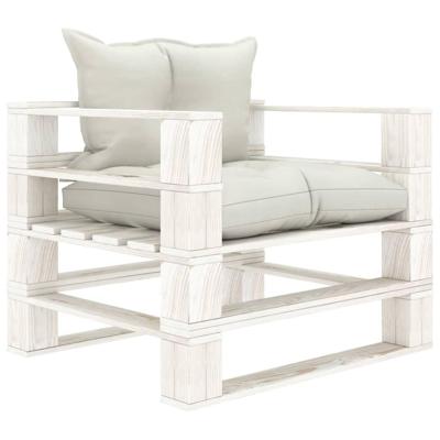 Tuinbank met beige kussens pallet hout