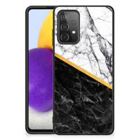 Samsung Galaxy A72 (5G/4G) Marmeren Print Telefoonhoesje Marmer Wit Zwart - Origineel Cadeau Man - thumbnail