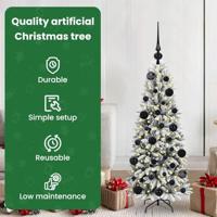 VidaXL Kunstkerstboom wit 120 cm pvc en plastic en staal en pe - thumbnail