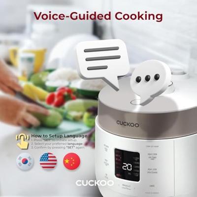 Cuckoo CRP-ST0609F Rijstkoker Wit (mat), Champagne-goud Anti-aanbaklaag, LC-display