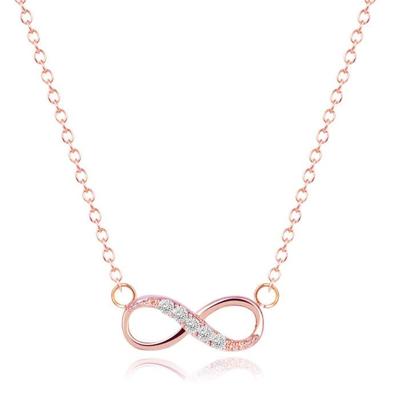 Hippe dames ketting Infinity Zircon Rosegoudkleurig