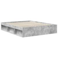 Bedframe met hoofdeinde Beton 160 x 200 cm Massief grenenhout - thumbnail