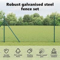 VidaXL Afrasteringspaal groen 10 x 1,2 m (25 mm gaas) staal en pvc - thumbnail