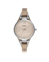 Fossil Dames Georgia lederen horloge met drie wijzers ES2830 - thumbnail