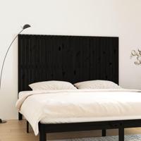 Wandhoofdbord 185x3x110 cm massief grenenhout zwart - thumbnail