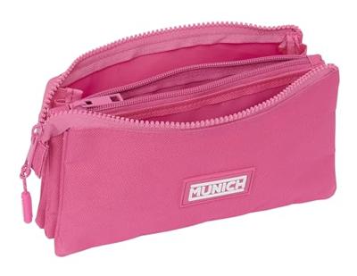 Pennenetui met 3 vakken Munich Basic Fuchsia 22 x 12 x 3 cm