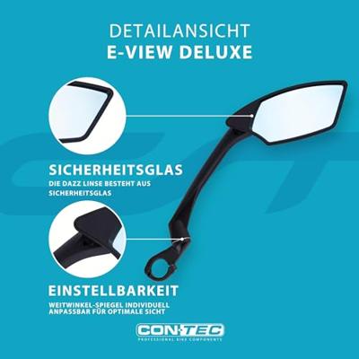 CONTEC achteruitkijkspiegel "e-view deluxe" ct rear-view mirror e-vie deluxe right black