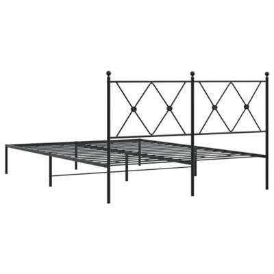 Bedframe met hoofdbord metaal zwart 140x200 cm - thumbnail