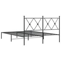 Bedframe met hoofdbord metaal zwart 140x200 cm - thumbnail